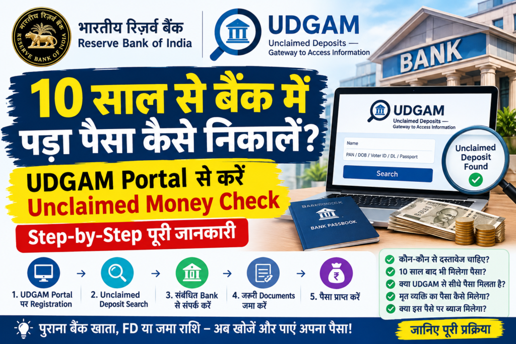 10 साल से बैंक में पड़ा पैसा कैसे निकालें?
