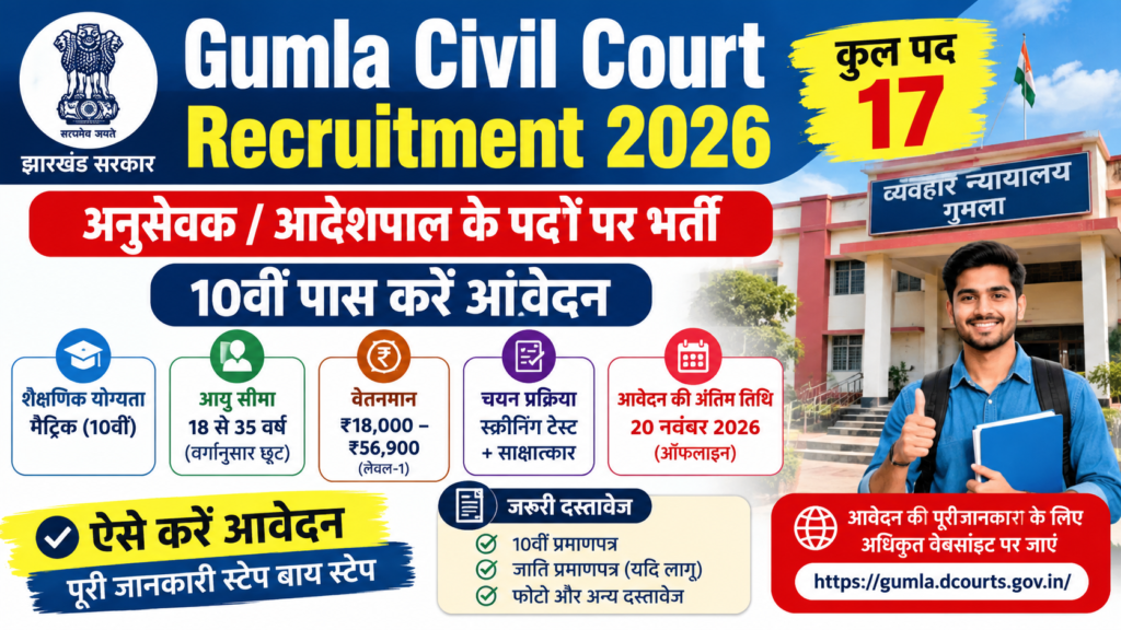 Gumla Civil Court Recruitment 2026